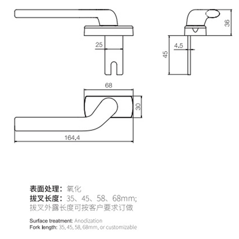 Professioneller Fabrik-Fenstergriff aus Aluminiumlegierung, luxuriöser Fenstergabelgriff JCZ01 