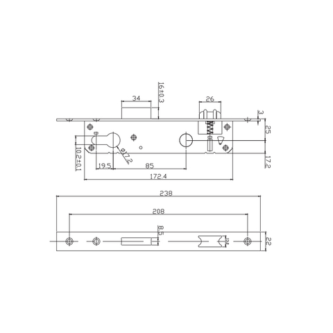 Türschlossgehäuse 2585C-3SS/3585C-3SS