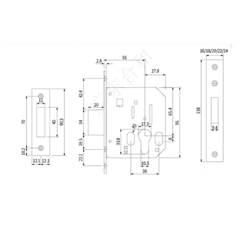 Türschlossgehäuse der Serie 55